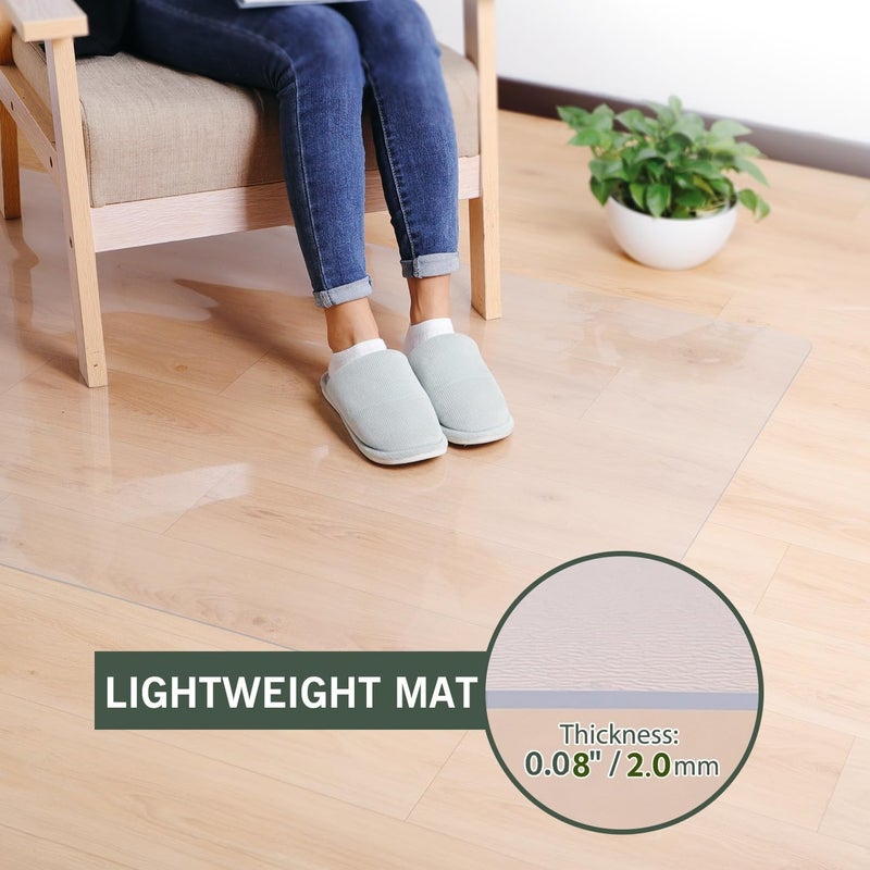 tixpol Chair Mat for Hard Floors, 36" x 36" Office Chair Mat for Hardwood Floor, 0.08" Thicker Non-Slip Hard Floor Protector Desk Mat for Home, Vinyl Floor Mat for Kids & Pets - Not for Carpet (Clear) - Image 2